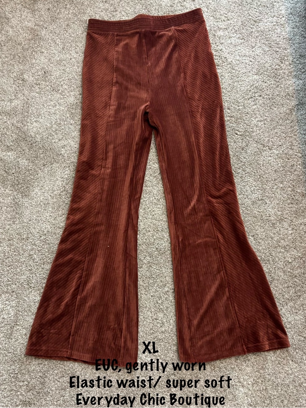 Ribbed Velvet Flare Pants - Picture 1 of 3
